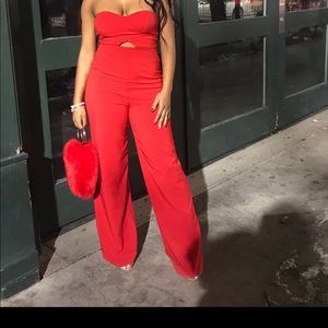 Red strapless bodysuit
